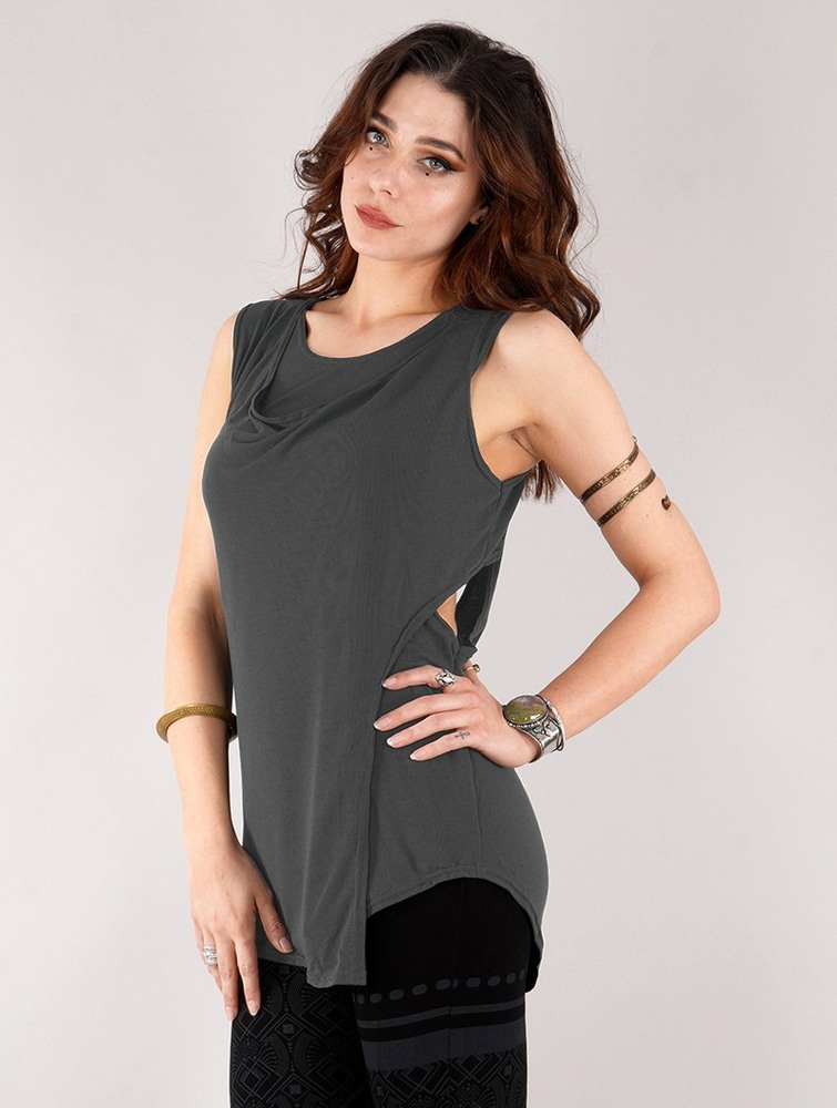 Dark grey Toonzshop Leigha Loose Sleeveless Top Women Tops | 91764LXUE