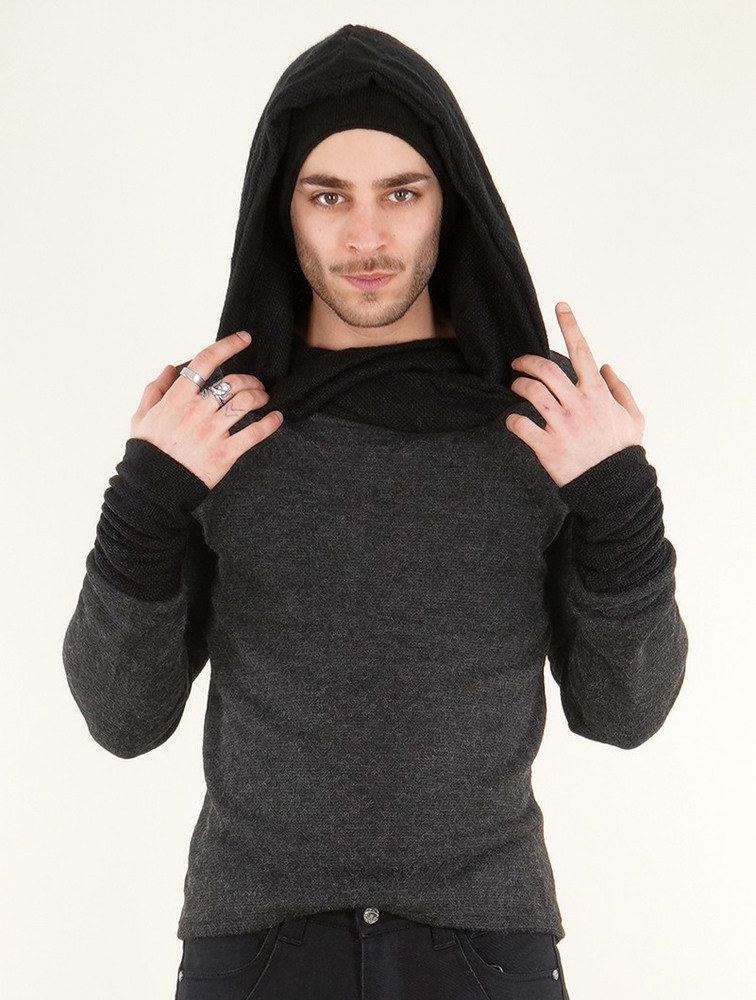 Dark grey Toonzshop Nemöo Big Collar Hooded Sweater Men Sweater | 26813OJAD