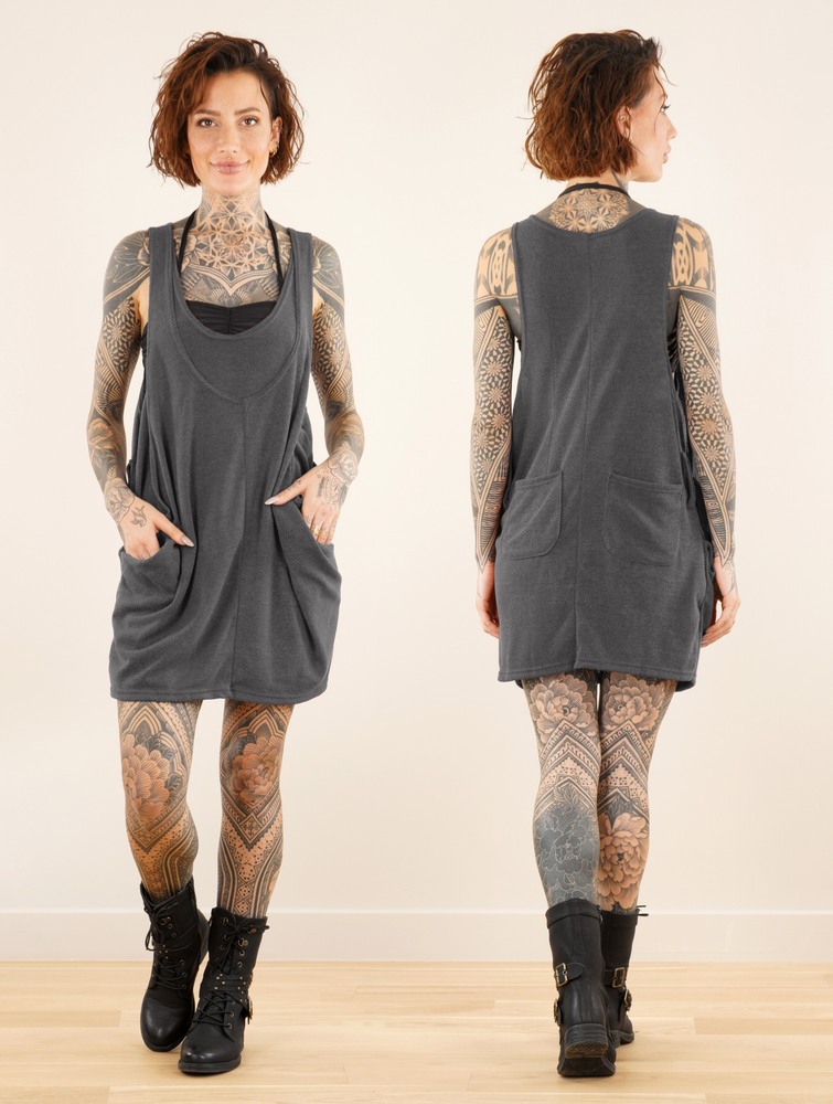 Dark grey Toonzshop Palani Sleeveless Tunic Women Tops | 69075LRXV