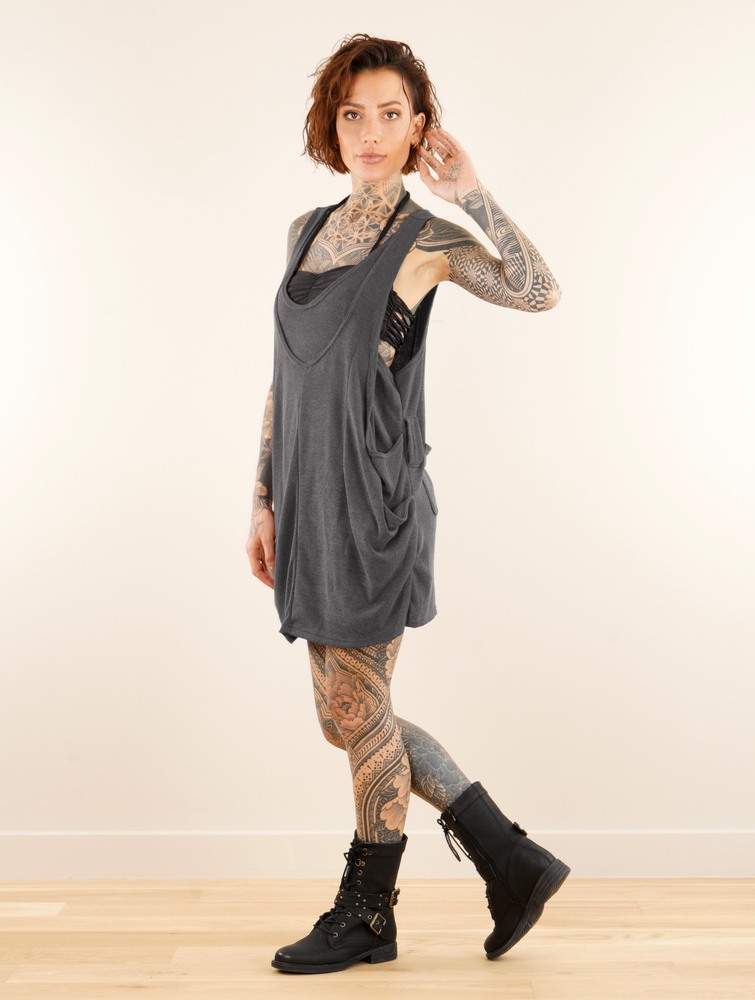 Dark grey Toonzshop Palani Sleeveless Tunic Women Tops | 69075LRXV