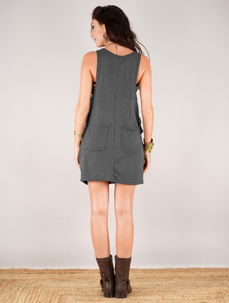 Dark grey Toonzshop Palani Sleeveless Tunic Women Tops | 69075LRXV