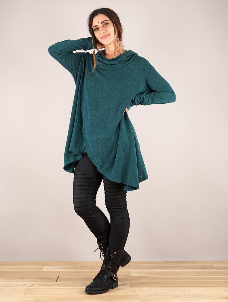 Dark teal Toonzshop Inika Poncho Pullover Women Pullover | 08543BMZO