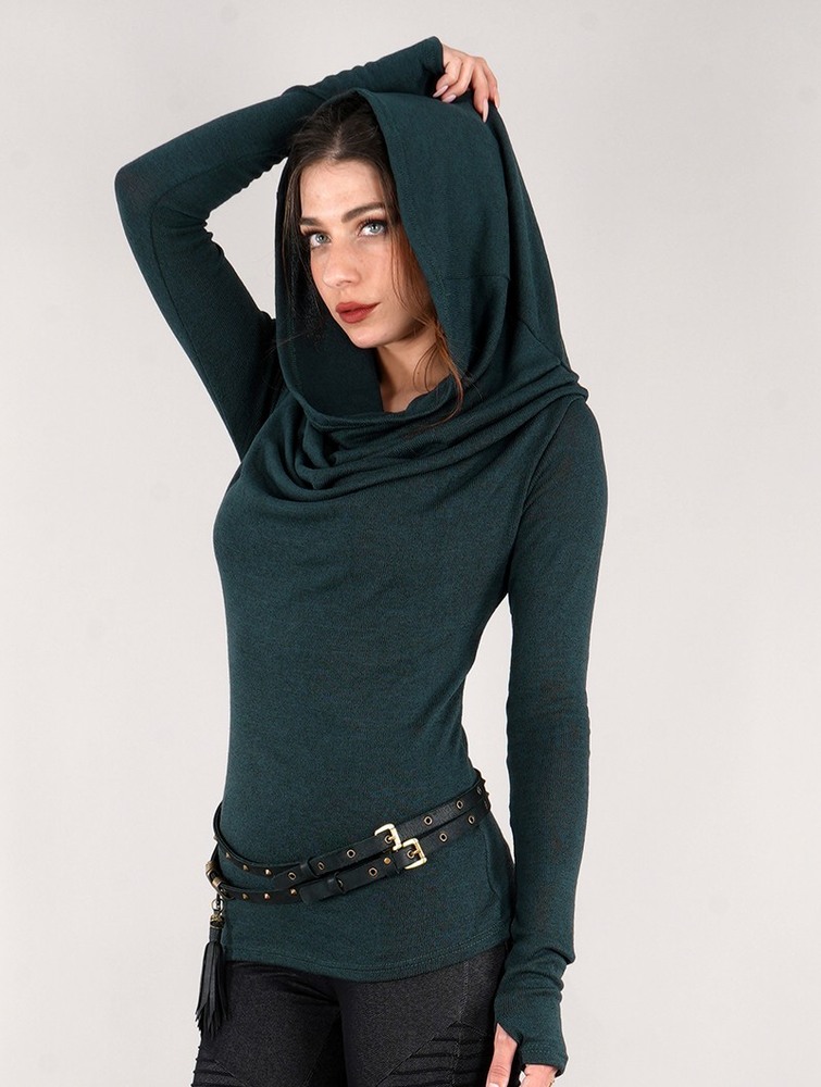 Dark teal Toonzshop Kali Cowl Neck Sweater Women Sweater | 54081HFVD