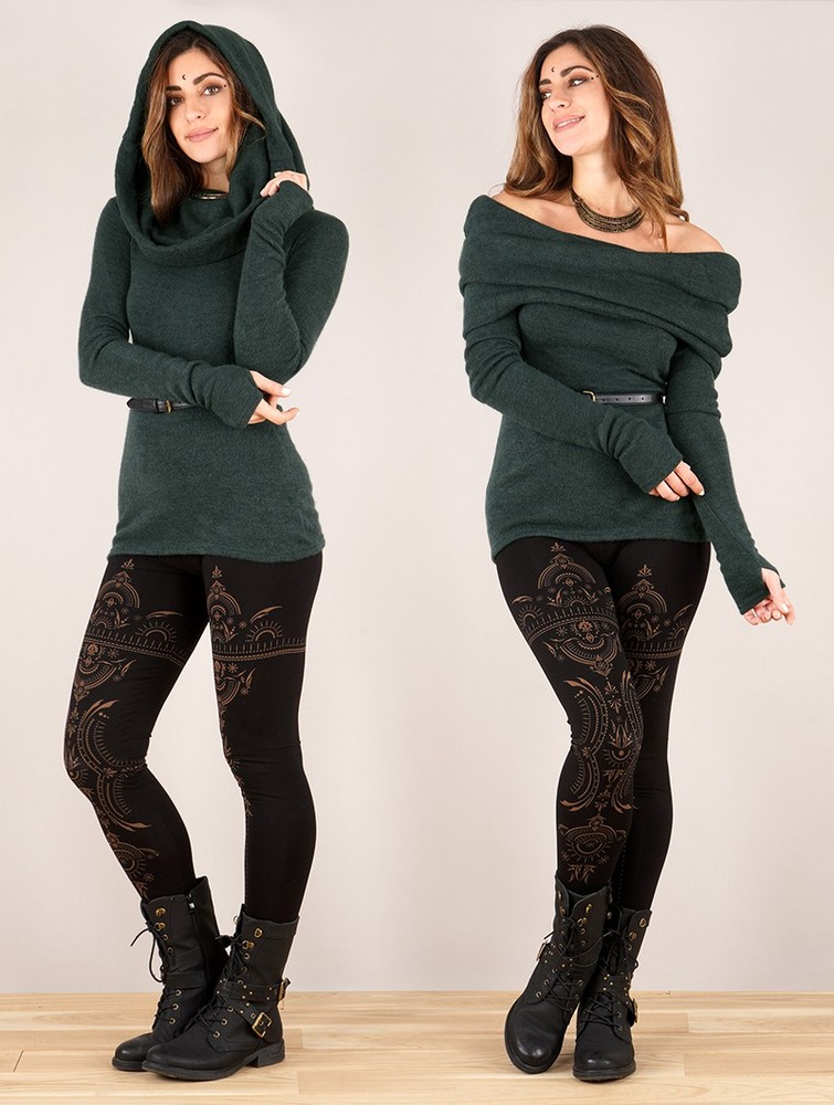 Darkteal Toonzshop Mantra Big Collar Sweater Women Sweater | 62719LOJQ