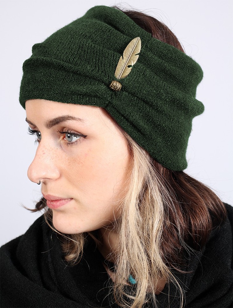 Forest green Toonzshop Aikköoz Feathered Headband Women Hats | 04158BNEL