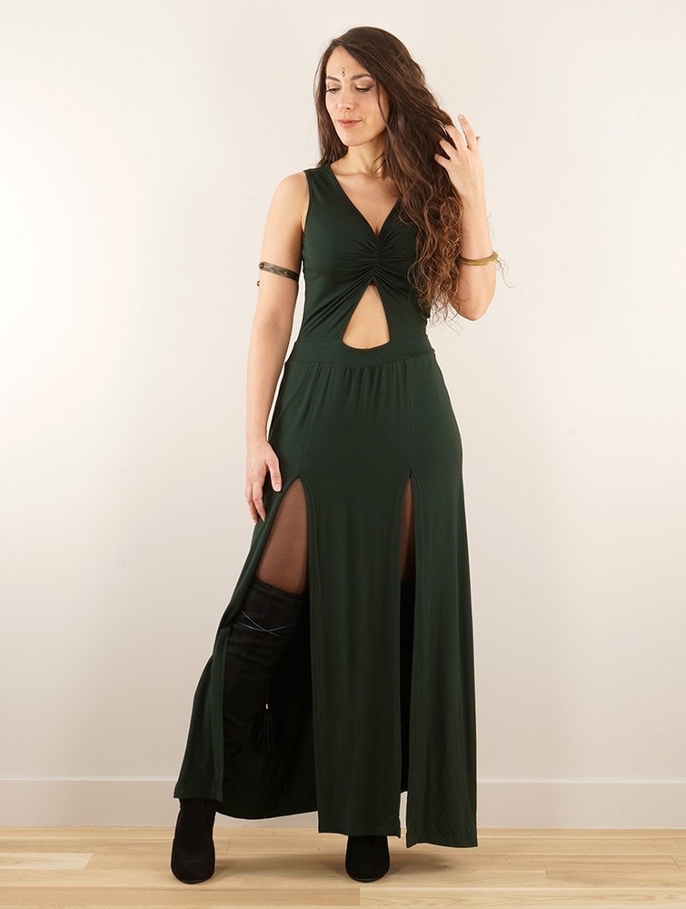 Forest green Toonzshop Andreas Long Split Strappy Dress Women Dress | 24085CGIL