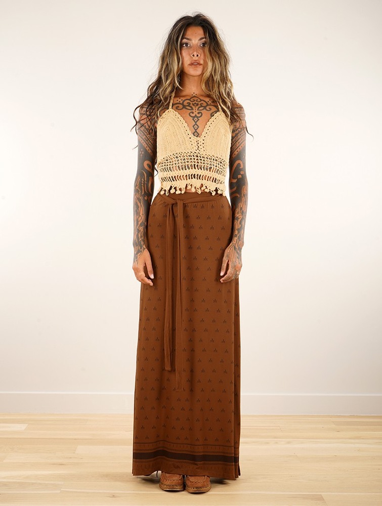 Goldenbrown Toonzshop Eressea Umbas Printed Long Skirt Women Skirt | 06791MKHG