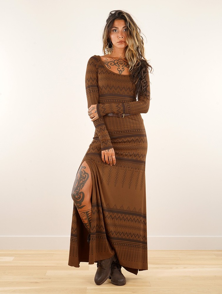 Goldenbrown Toonzshop Inanna Aztec Pinted Long Sleeve Long Dress Dress Women Dress | 67380TEOZ