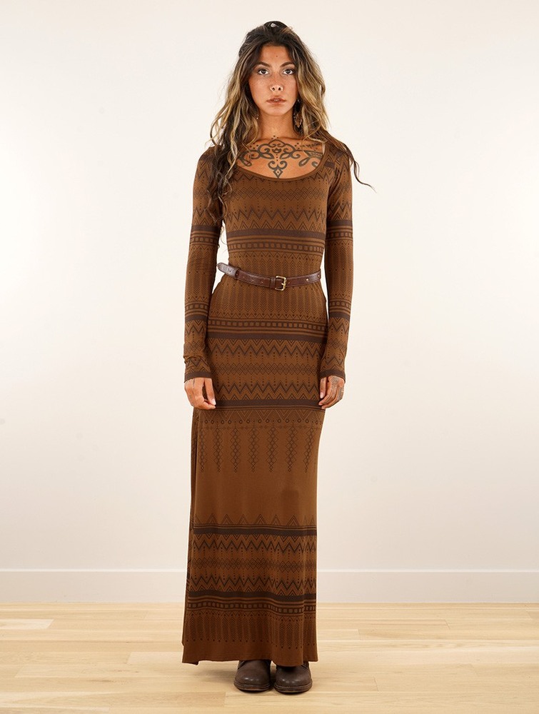 Goldenbrown Toonzshop Inanna Aztec Pinted Long Sleeve Long Dress Dress Women Dress | 67380TEOZ