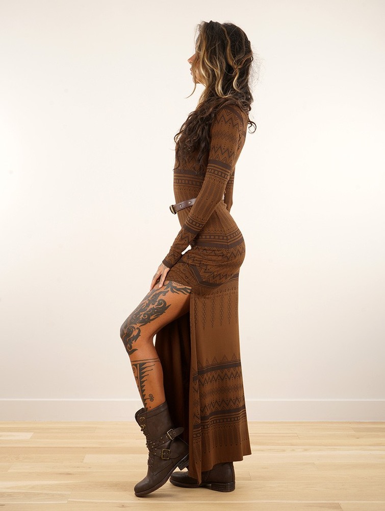 Goldenbrown Toonzshop Inanna Aztec Pinted Long Sleeve Long Dress Dress Women Dress | 67380TEOZ