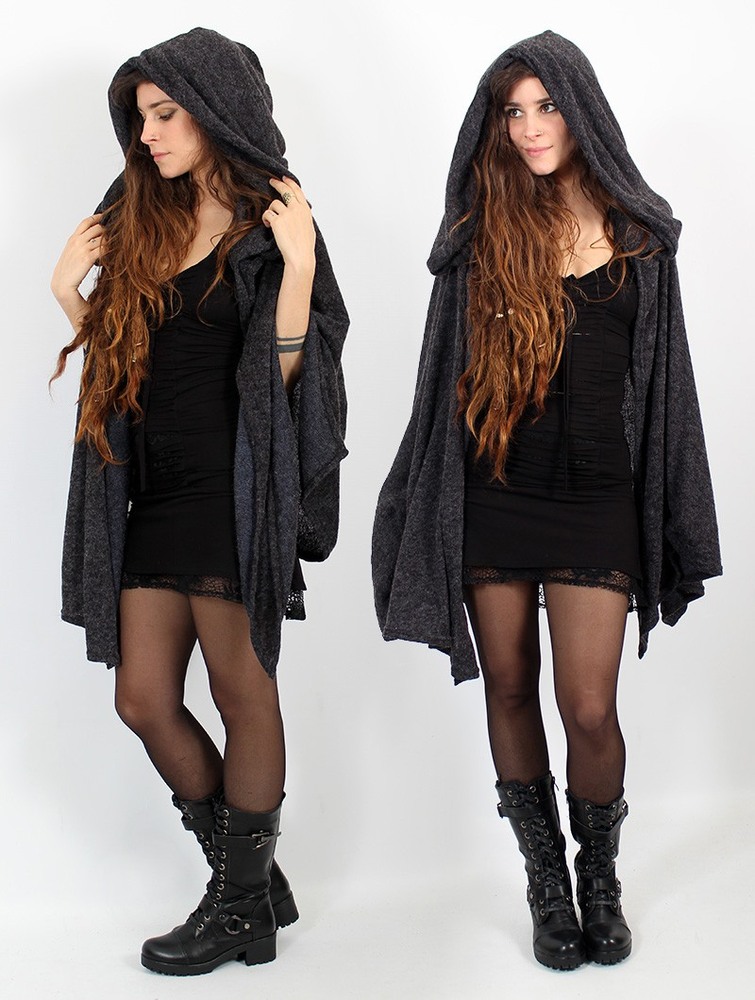 Grey Toonzshop Danae Hooded Cape Women Ponchos | 15847ZCNK