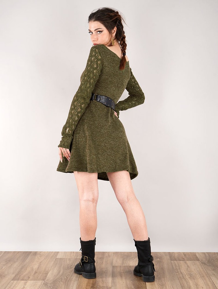 Khaki Toonzshop Oroshï Crochet Sleeve Sweater Dress Women Dress | 26045MTCL