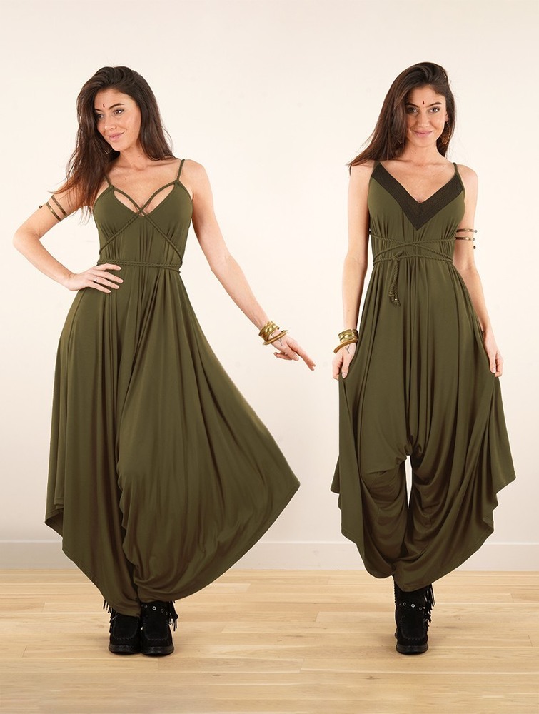 Khaki Toonzshop Topäaz Loose And Reversible Strappy Jumpsuit Women Jumpsuit | 86031WGAU