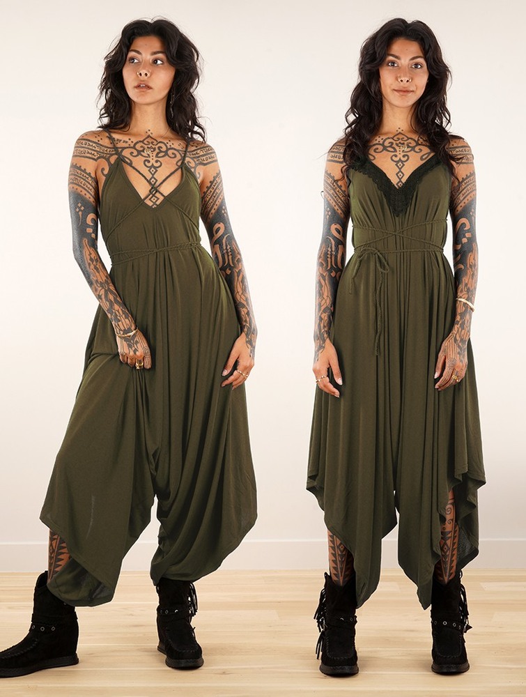 Khaki Toonzshop Topäaz Loose And Reversible Strappy Jumpsuit Women Jumpsuit | 86031WGAU