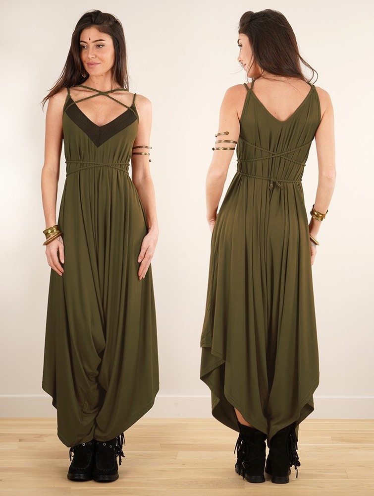 Khaki Toonzshop Topäaz Loose And Reversible Strappy Jumpsuit Women Jumpsuit | 86031WGAU