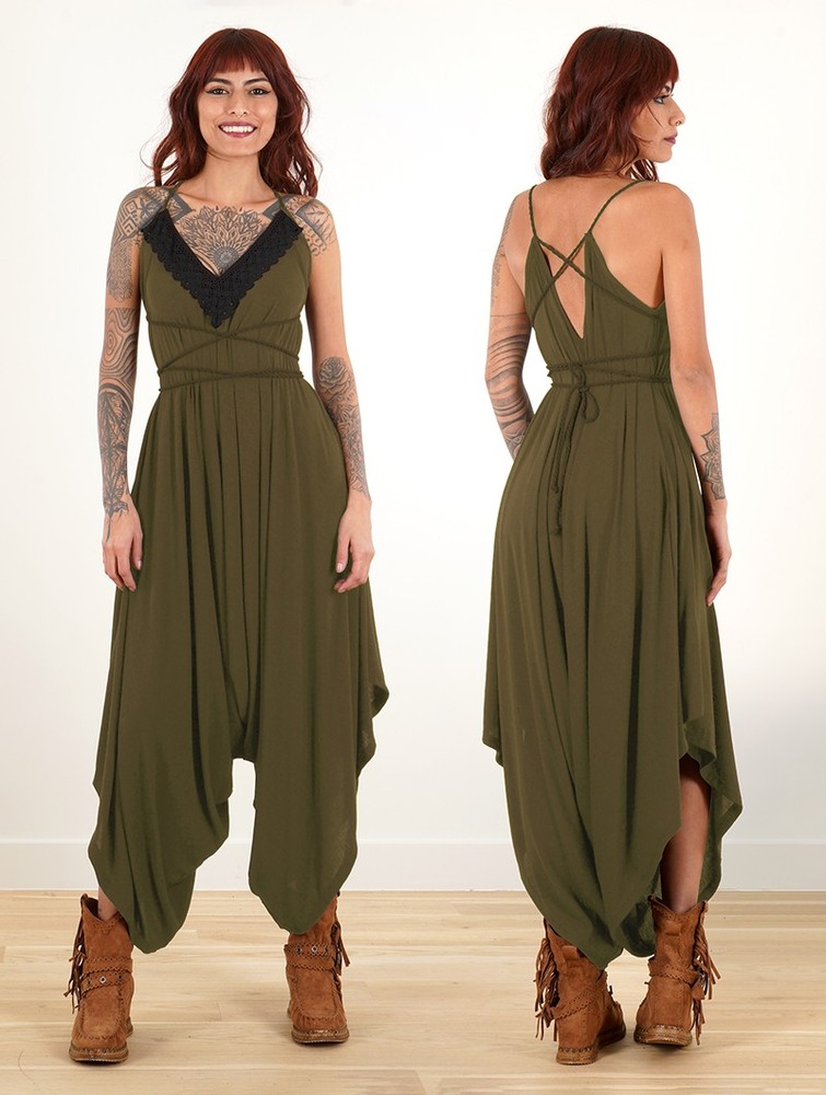 Khaki Toonzshop Topäaz Loose And Reversible Strappy Jumpsuit Women Jumpsuit | 86031WGAU