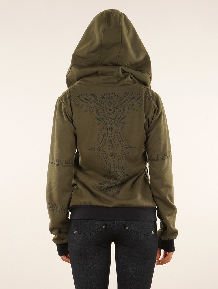 Khaki Toonzshop Vidar Zohraa Zipped Hoodie Women Hoodie | 30584MOCG