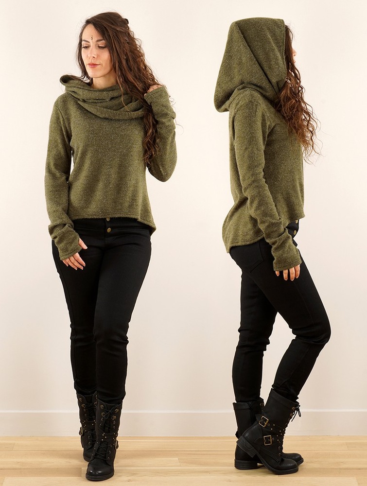 Khaki green Toonzshop Oxymöre Mini Hoodie Women Hoodie | 43190GNKB