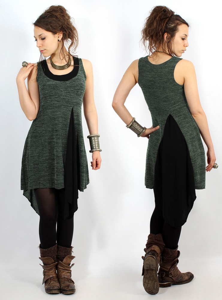 Lichen green and black Toonzshop Anonga Tunic Women Dress | 92801DOQE