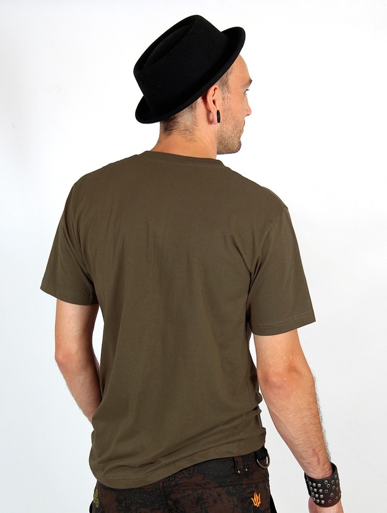 Light army green Toonzshop Feather Printed Short Sleeve T-shirt Men T-Shirt | 67190CVNW