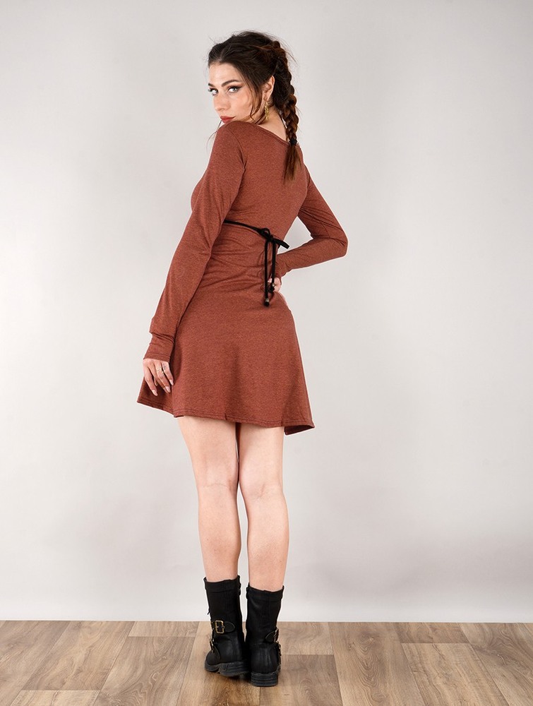 Mottled sienna Toonzshop Ysïaa Long Sleeve Dress Women Dress | 02378CMIF