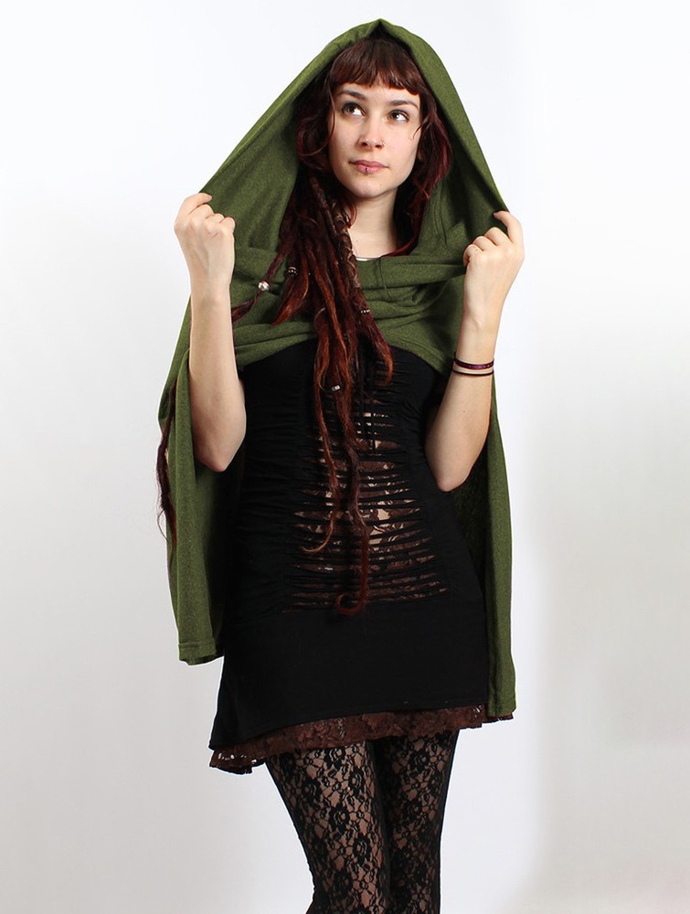 Olive Toonzshop Magik Hooded Cape Women Ponchos | 27108GRZL