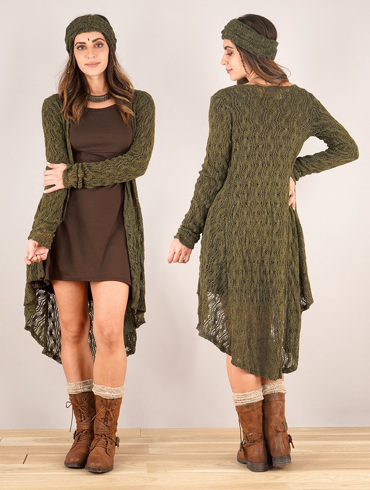 Olive green Toonzshop Kalyäa Crochet Cardigan Women Cardigan | 68473QIVA