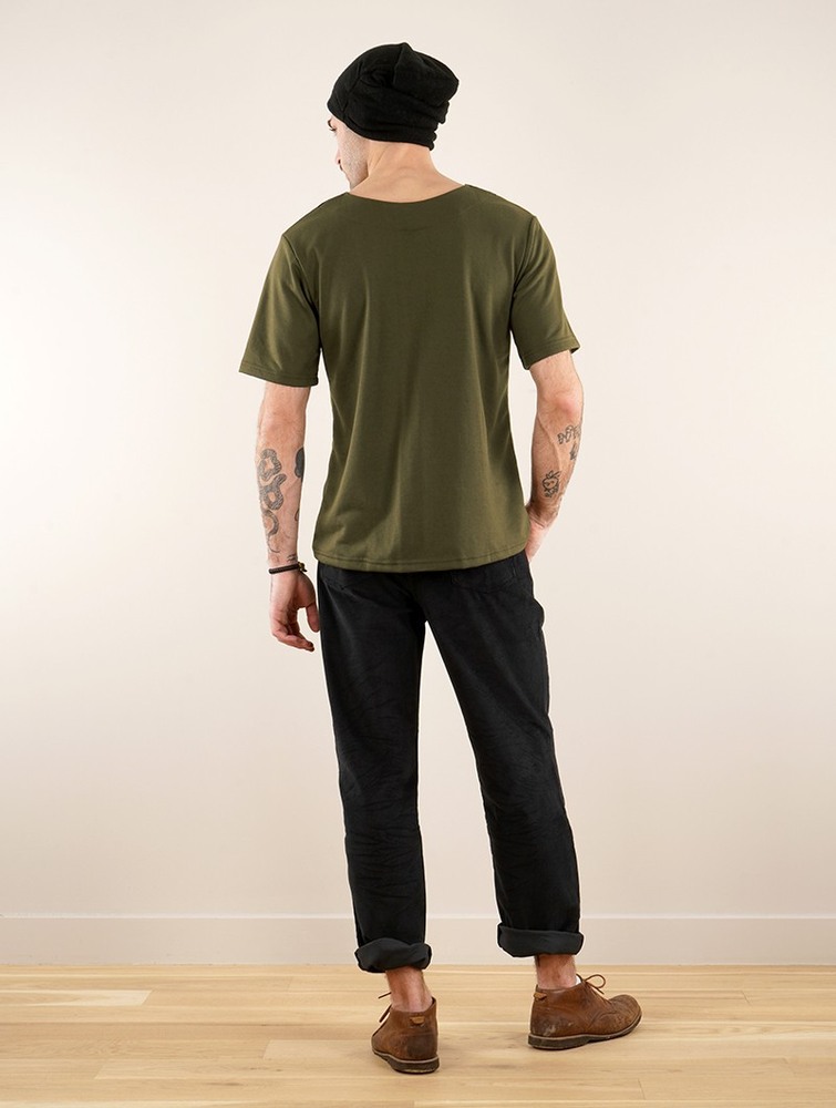 Olive green Toonzshop Legolas T-shirt With Mao Collar Men T-Shirt | 05248MKJT