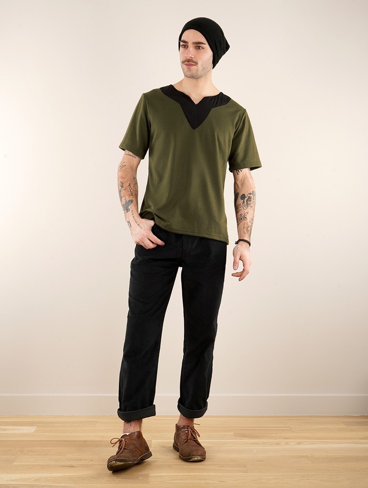 Olive green Toonzshop Legolas T-shirt With Mao Collar Men T-Shirt | 05248MKJT