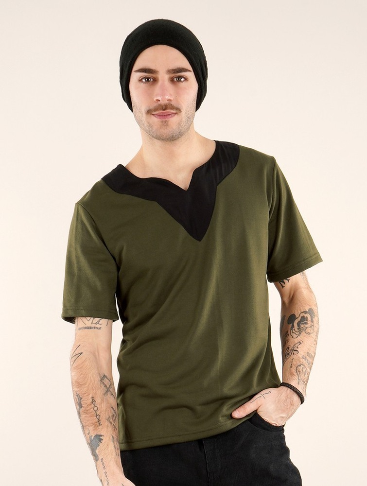 Olive green Toonzshop Legolas T-shirt With Mao Collar Men T-Shirt | 05248MKJT