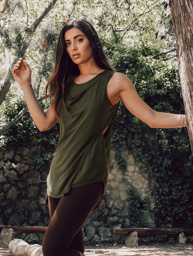 Olive green Toonzshop Leigha Loose Sleeveless Top Women Tops | 61295DQYT