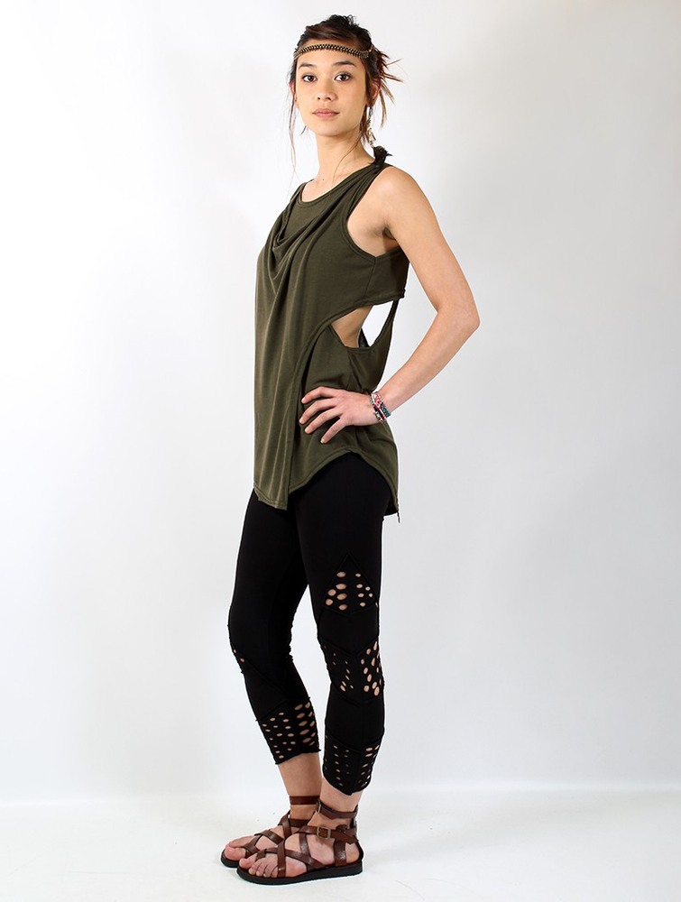 Olive green Toonzshop Leigha Loose Sleeveless Top Women Tops | 61295DQYT