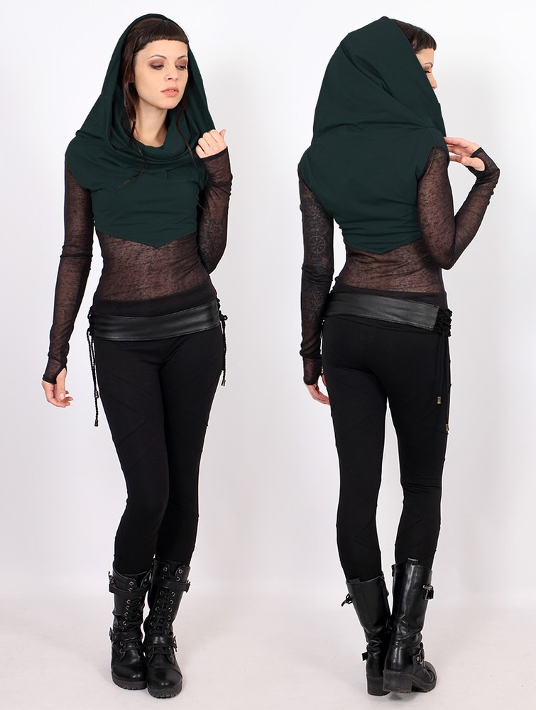 Peacock teal Toonzshop Azmiyäa Transparent Insert Long Sleeve Top Women Tops | 73850HOIY