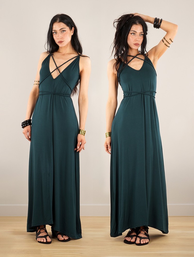 Peacock teal Toonzshop Lazüli Loose And Reversible Strappy Long Dress Women Dress | 71253DPZM