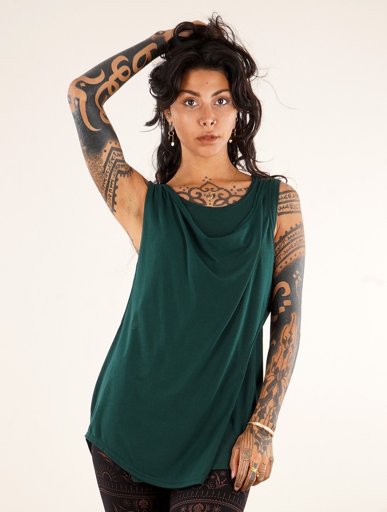 Peacock teal Toonzshop Leigha Loose Sleeveless Top Women Tops | 59783ZXJD