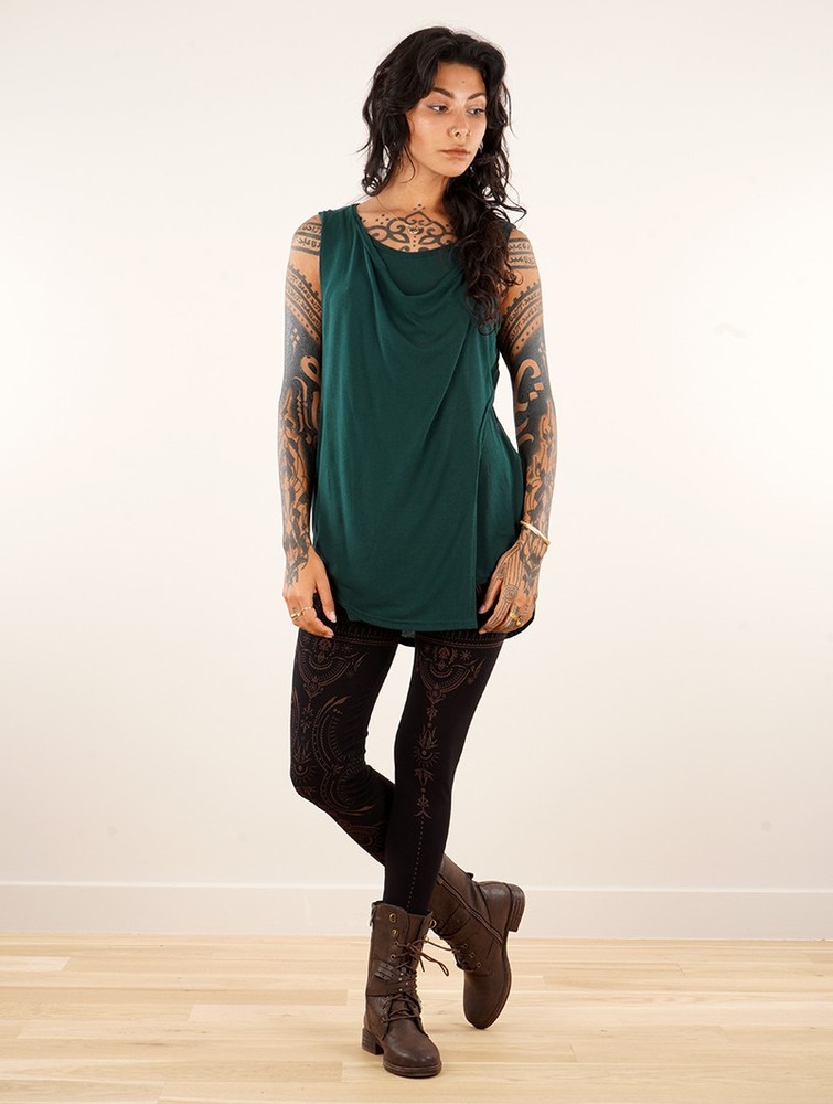 Peacock teal Toonzshop Leigha Loose Sleeveless Top Women Tops | 59783ZXJD