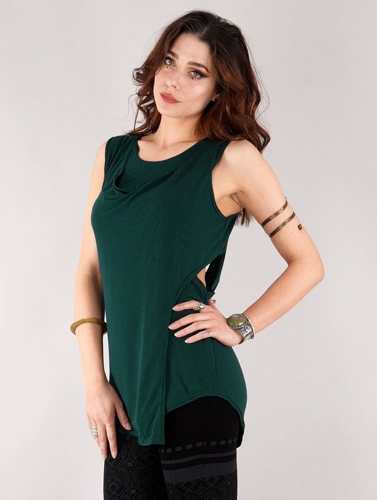 Peacock teal Toonzshop Leigha Loose Sleeveless Top Women Tops | 59783ZXJD