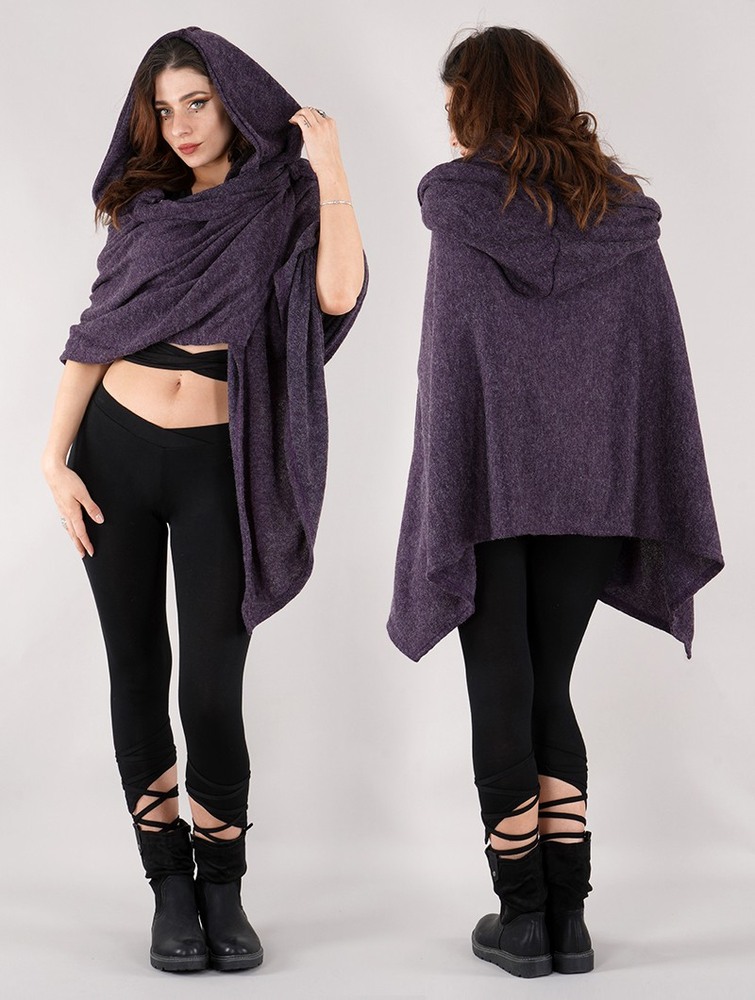 Purple Toonzshop Danae Hooded Cape Women Ponchos | 81074HNVT