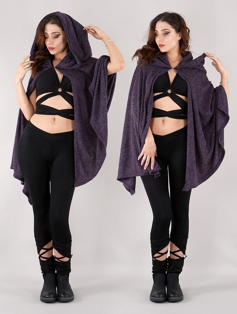 Purple Toonzshop Danae Hooded Cape Women Ponchos | 81074HNVT