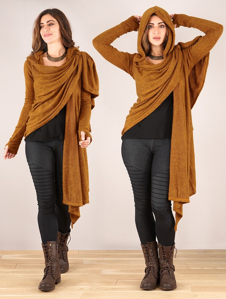 Rusty Toonzshop Danaeriz Long Sleeve Hooded Shawl Cardigan Women Cardigan | 03975JQYC