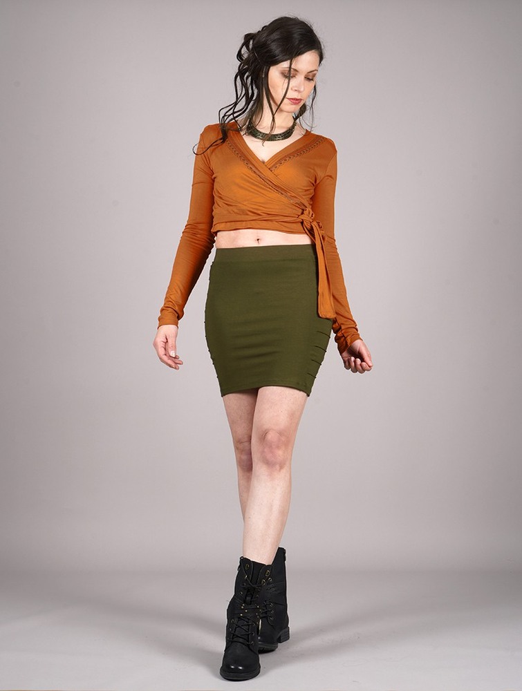 Rusty Toonzshop Irwaen Indie Long Sleeved Crop Top Women Tops | 75469XJIN