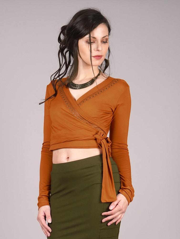 Rusty Toonzshop Irwaen Indie Long Sleeved Crop Top Women Tops | 75469XJIN