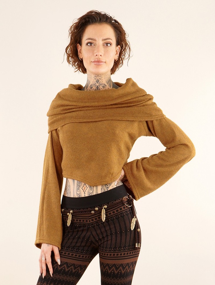 Rusty Toonzshop Obsidian Flared Sleeve Crop Sweater Women Sweater | 60781MOLH