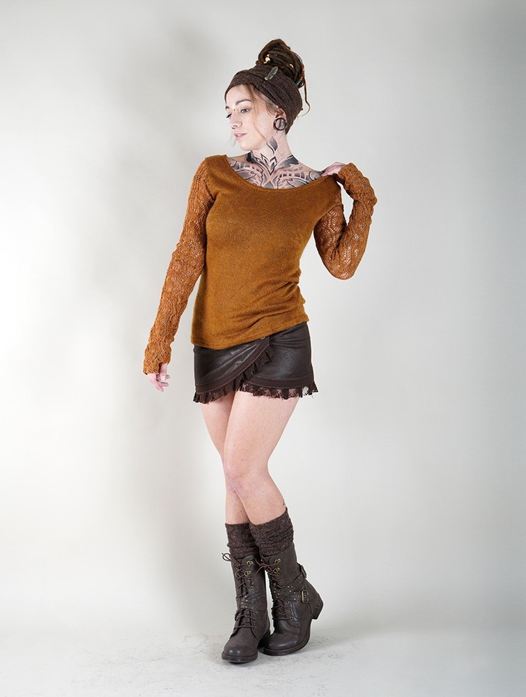 Rusty Toonzshop Oroshï Crochet Sleeve Sweater Women Sweater | 26701DZWQ