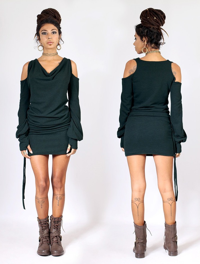 Teal Toonzshop Elixir Bare Shoulder Sweater Dress Women Dress | 24735DHIS