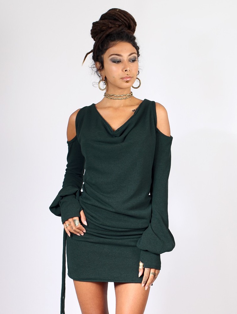 Teal Toonzshop Elixir Bare Shoulder Sweater Dress Women Dress | 24735DHIS