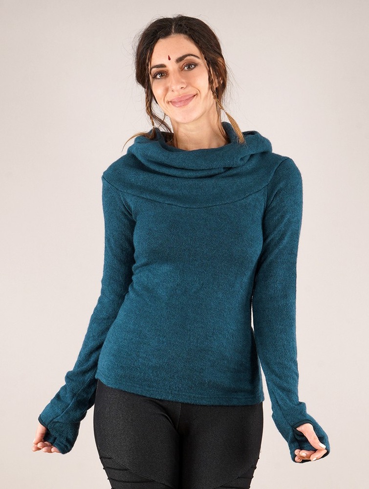 Teal Toonzshop Sadiva Hooded Pullover Women Pullover | 42987MKAD