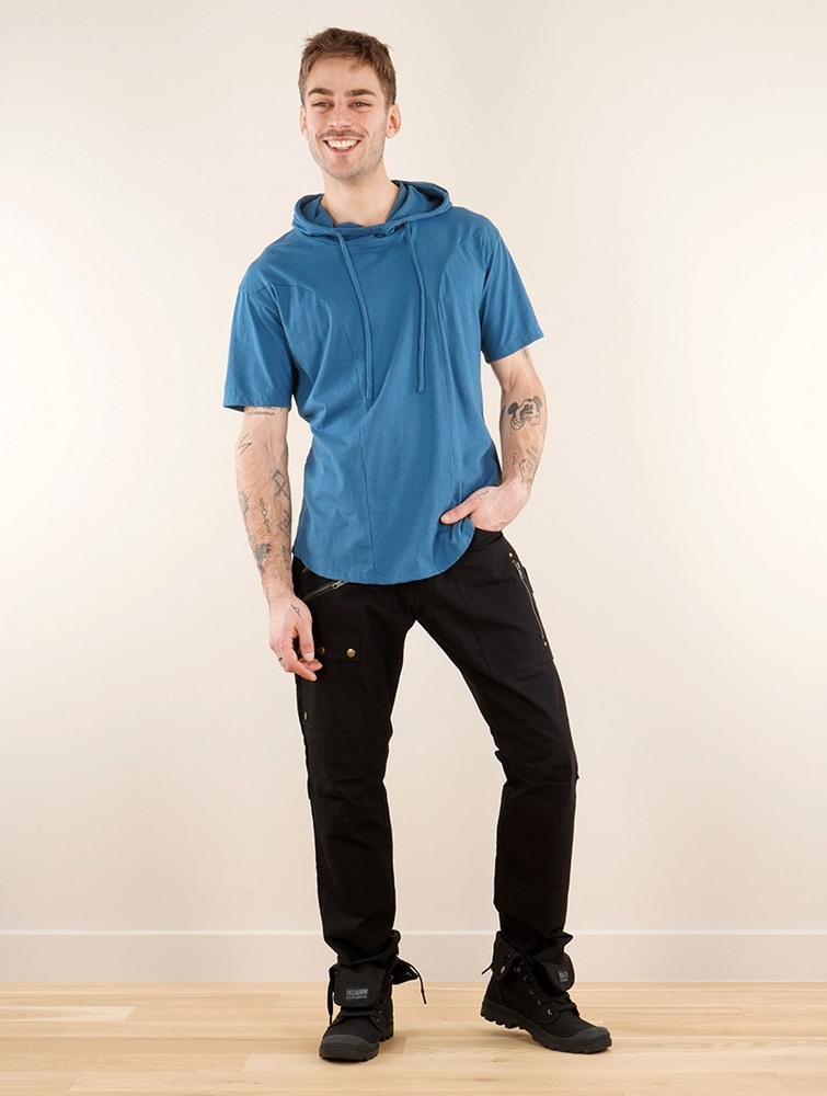 Teal blue Toonzshop Aldaron Hooded T-shirt Men T-Shirt | 38512ODLZ