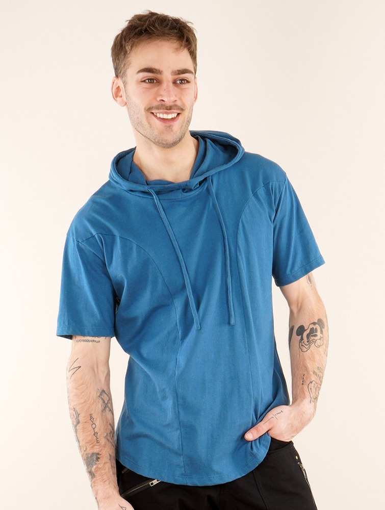 Teal blue Toonzshop Aldaron Hooded T-shirt Men T-Shirt | 38512ODLZ