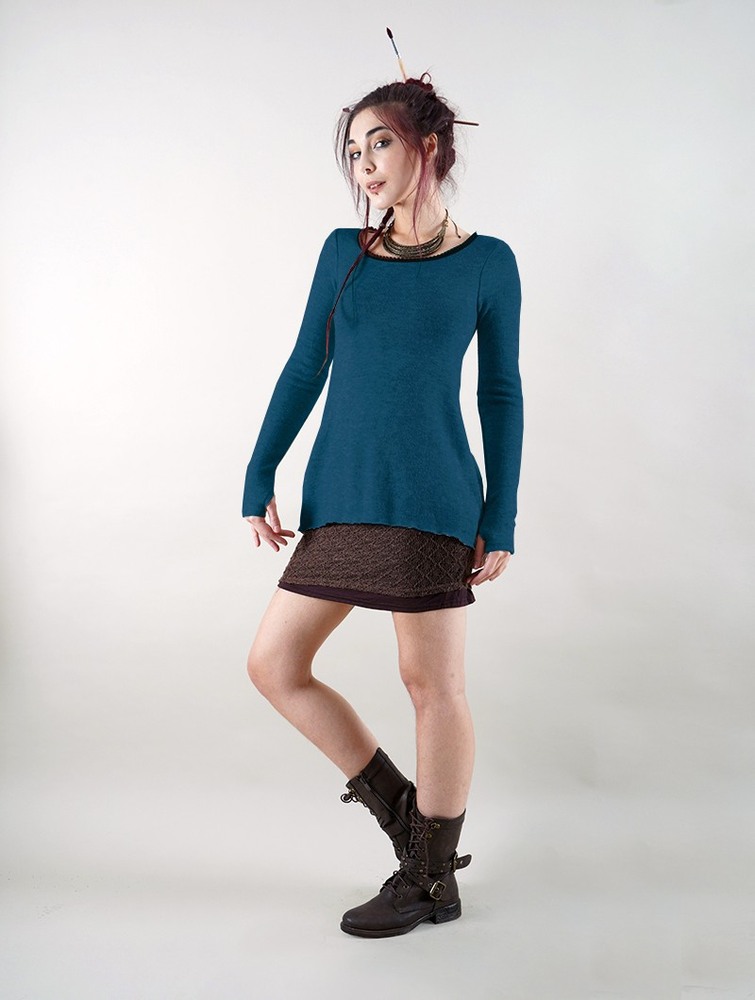 Teal blue Toonzshop Bohemian Tunic Pullover Women Pullover | 85701TFHJ